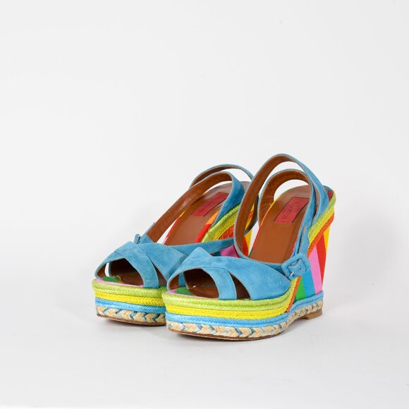 Valentino Suede Colorblock Pattern Espadrilles - Size 38, Excellent Condition - Picture 8 of 11